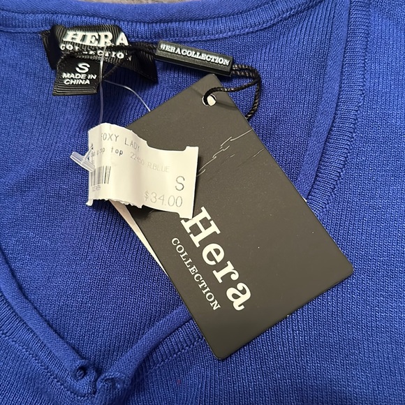 Hera Collection Royal Blue Open Tank Vest with Gold Chain Accent - Picture 2 of 6